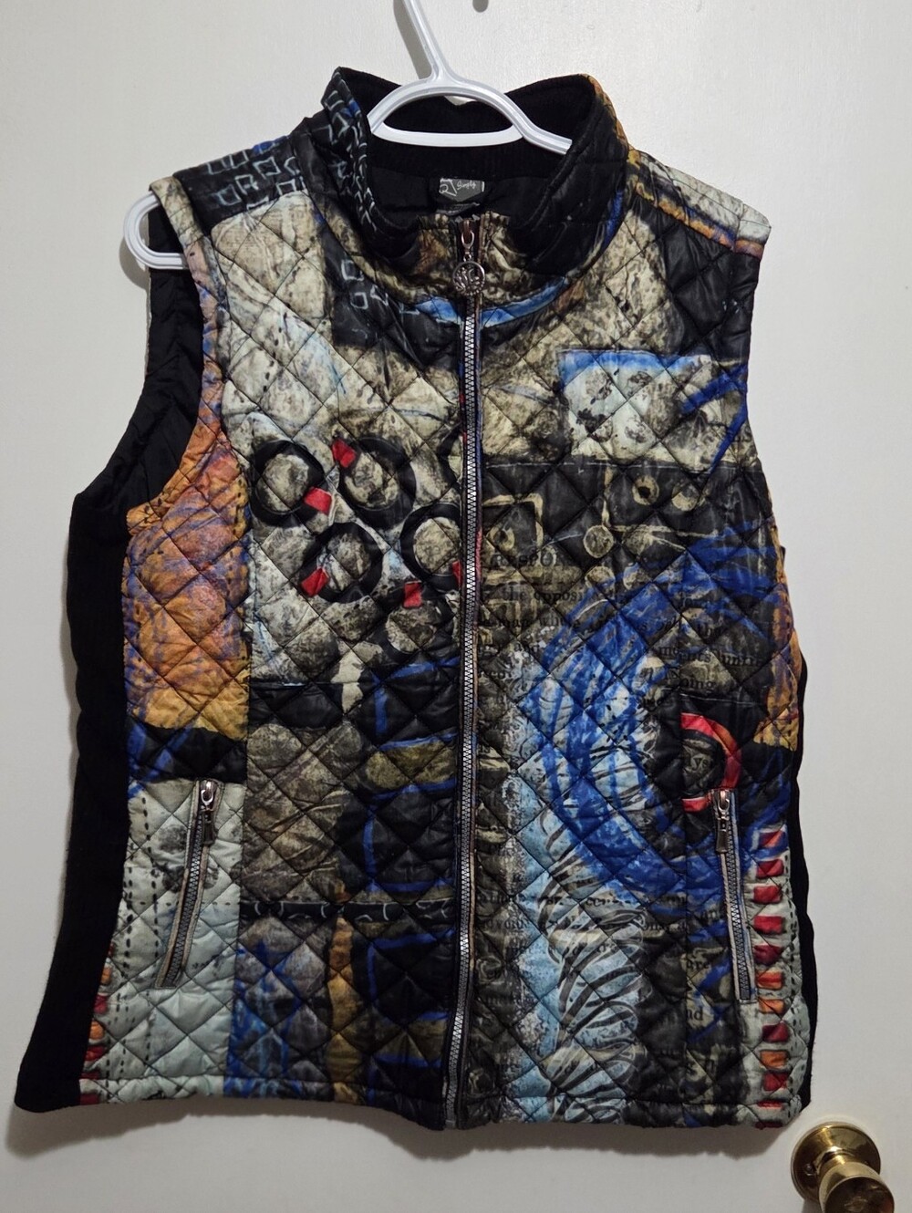 Simply Art by Dolcezza Quilted Puffer Vest Abstract Wearable Art Print